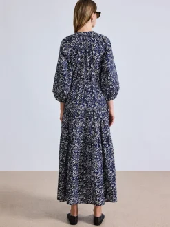 Luminile Tier Maxi Dress in Mira Floral Navy