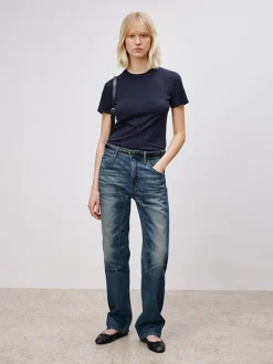 Mariela Crewneck Tee in Dark Navy