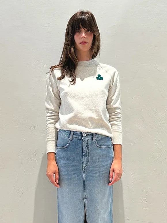 Milla Sweat Shirt in Ecru/Emerald
