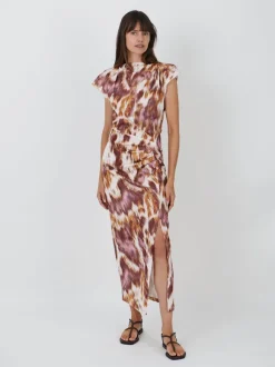 Nadela Dress in Ecru/Ochre