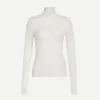 Pointelle Diamonds Turtleneck Top In Off White