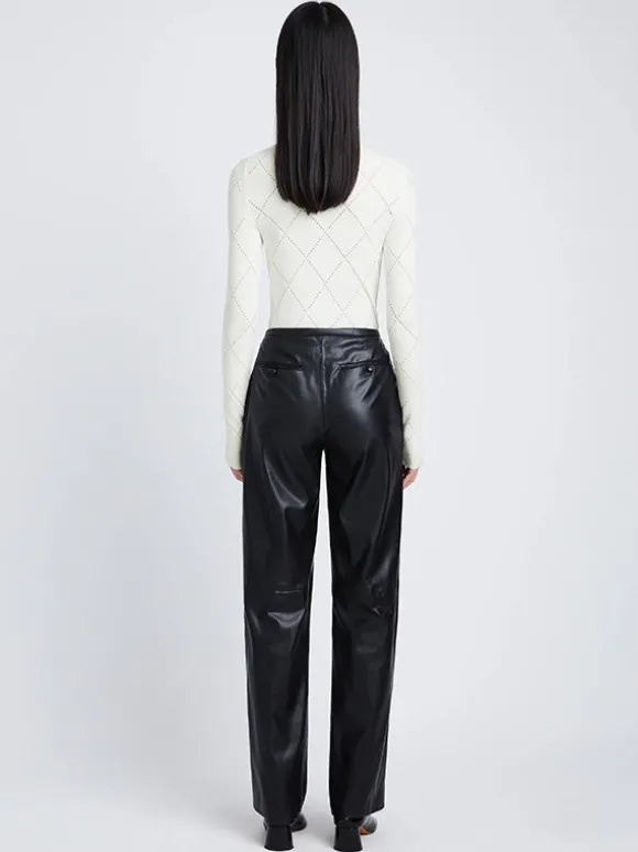 Pointelle Diamonds Turtleneck Top In Off White