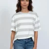 Printed Boy Tee in Grey Stripe