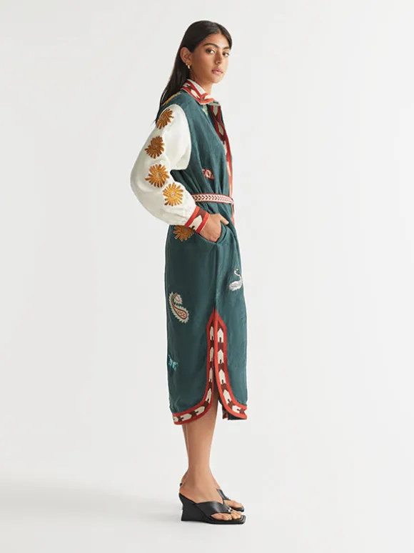 Quincy Belted Shirt Dress Peacock