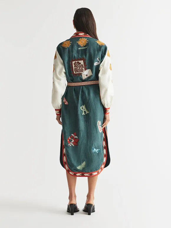 Quincy Belted Shirt Dress Peacock