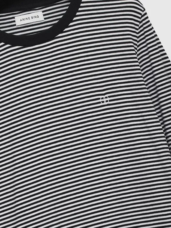 Rylan Tee in Black and White Stripe
