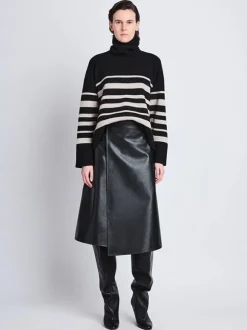 Sandra Turtleneck In Black Striped Cashmere