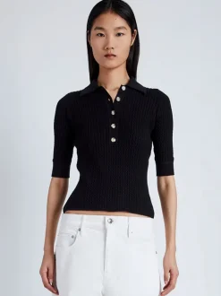Sera Knit Polo in Black