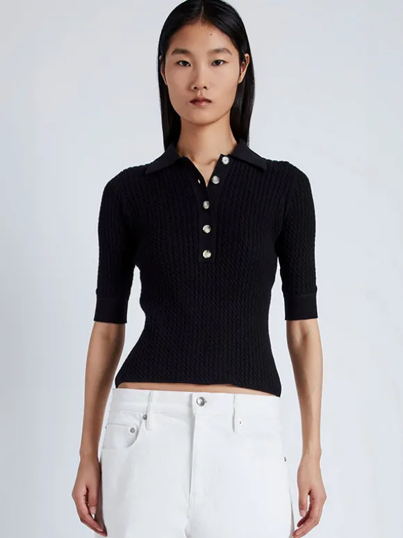 Sera Knit Polo in Black