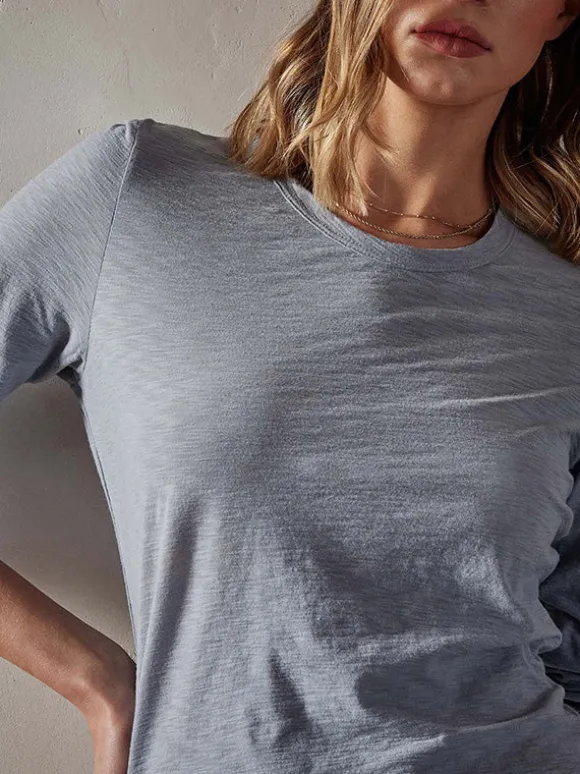 Sheer Slub L/s Crew Tee in Aura