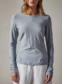 Sheer Slub L/s Crew Tee in Aura