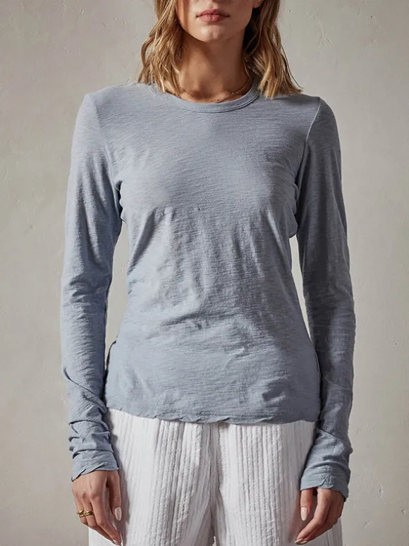 Sheer Slub L/s Crew Tee in Aura