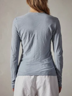 Sheer Slub L/s Crew Tee in Aura
