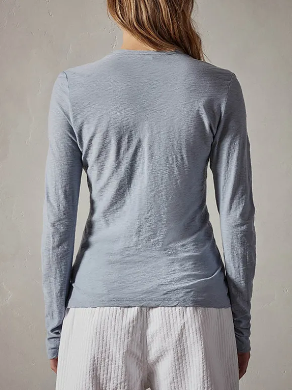Sheer Slub L/s Crew Tee in Aura