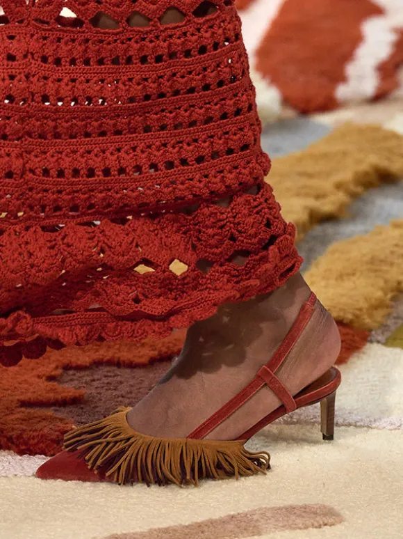 Shira Fringe Sling Back in Sierra