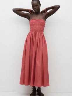 Shirred Bodice Dress in Rose