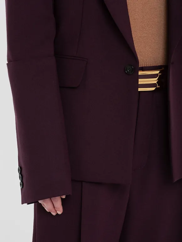 Sleeve Detail Patch Pocket Jacket in Deep Mahogany