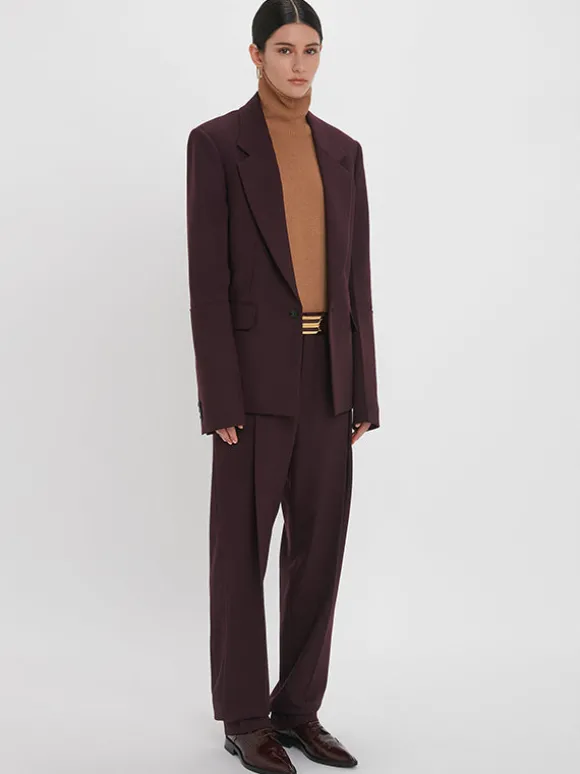 Sleeve Detail Patch Pocket Jacket in Deep Mahogany