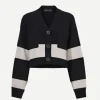 Sofia Cardigan In Black Striped Cashmere