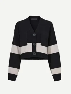 Sofia Cardigan In Black Striped Cashmere