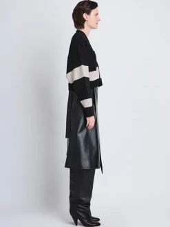 Sofia Cardigan In Black Striped Cashmere