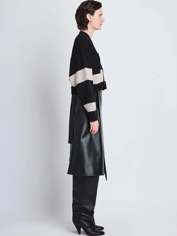 Sofia Cardigan In Black Striped Cashmere