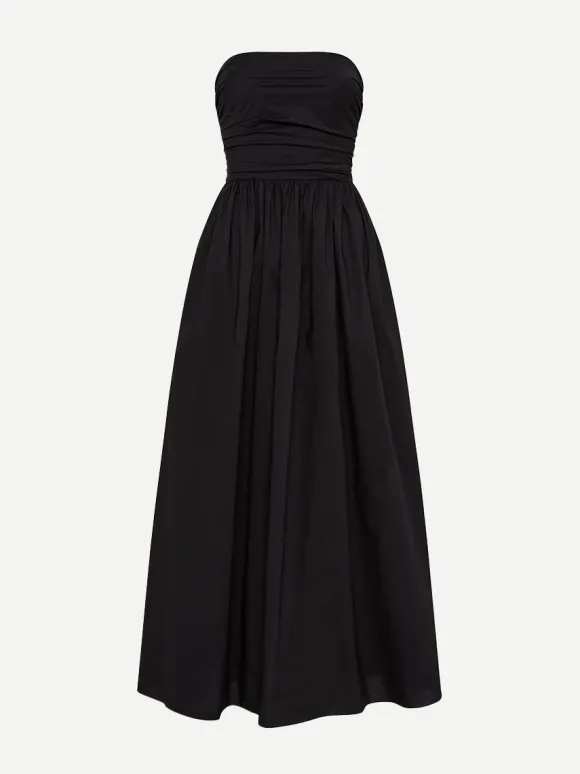 Strapless Lace Up Dress in Black