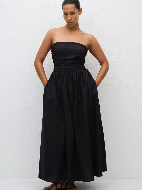 Strapless Lace Up Dress in Black