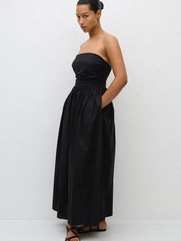 Strapless Lace Up Dress in Black