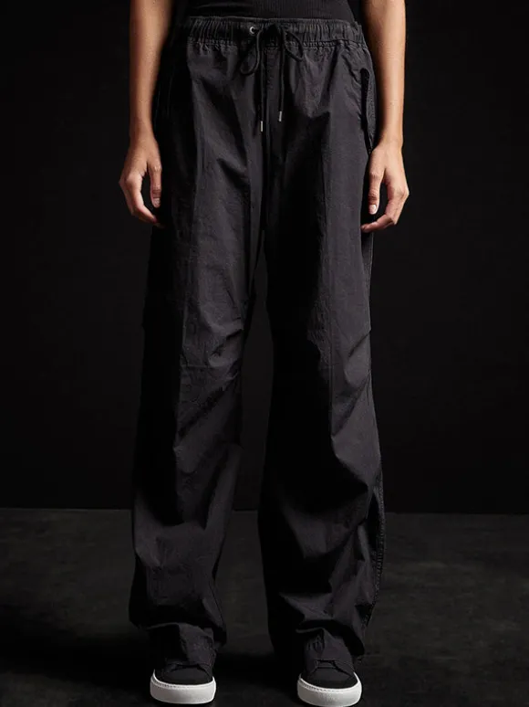 Stretch Poplin Wide Leg Pant In Black