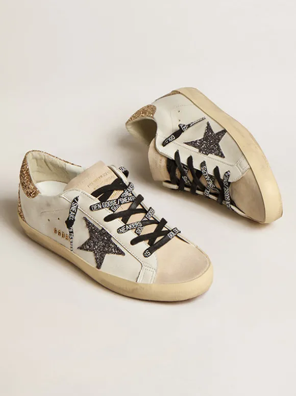 Super-Star Sneakers in Gold and Grey Glitter