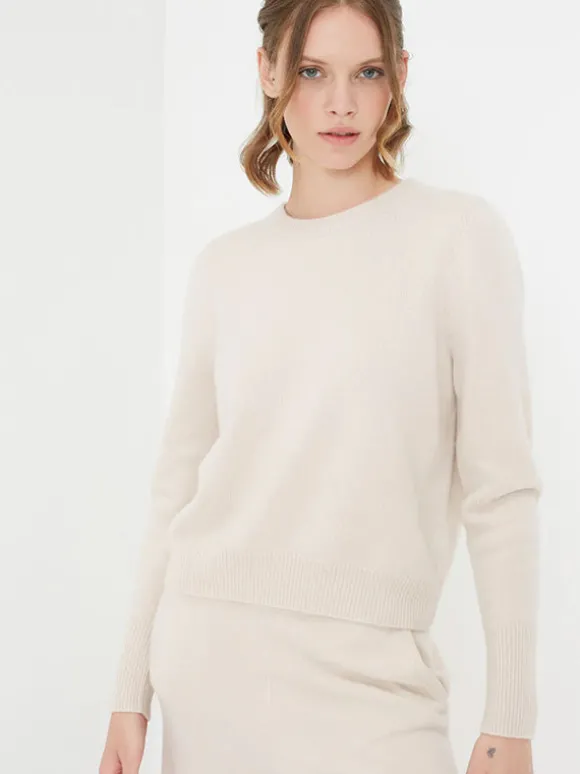 The Cropped Essentials Sweater in Bone