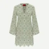 The Kaftan Mini Dress in Agua Macrame