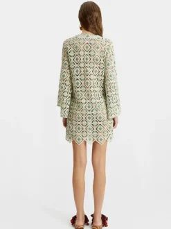 The Kaftan Mini Dress in Agua Macrame
