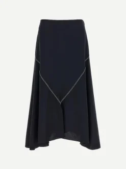Tropical Wool Skirt in Blue Black