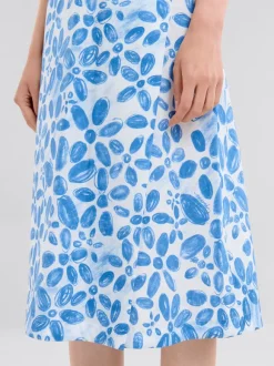 White Poplin Dress in Blooming Print