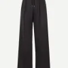 Wide Leg Linen Pant in Black