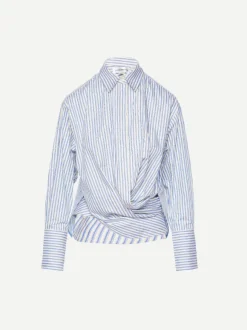 Wrap Front Blouse in Chamomile/Oxford Blue